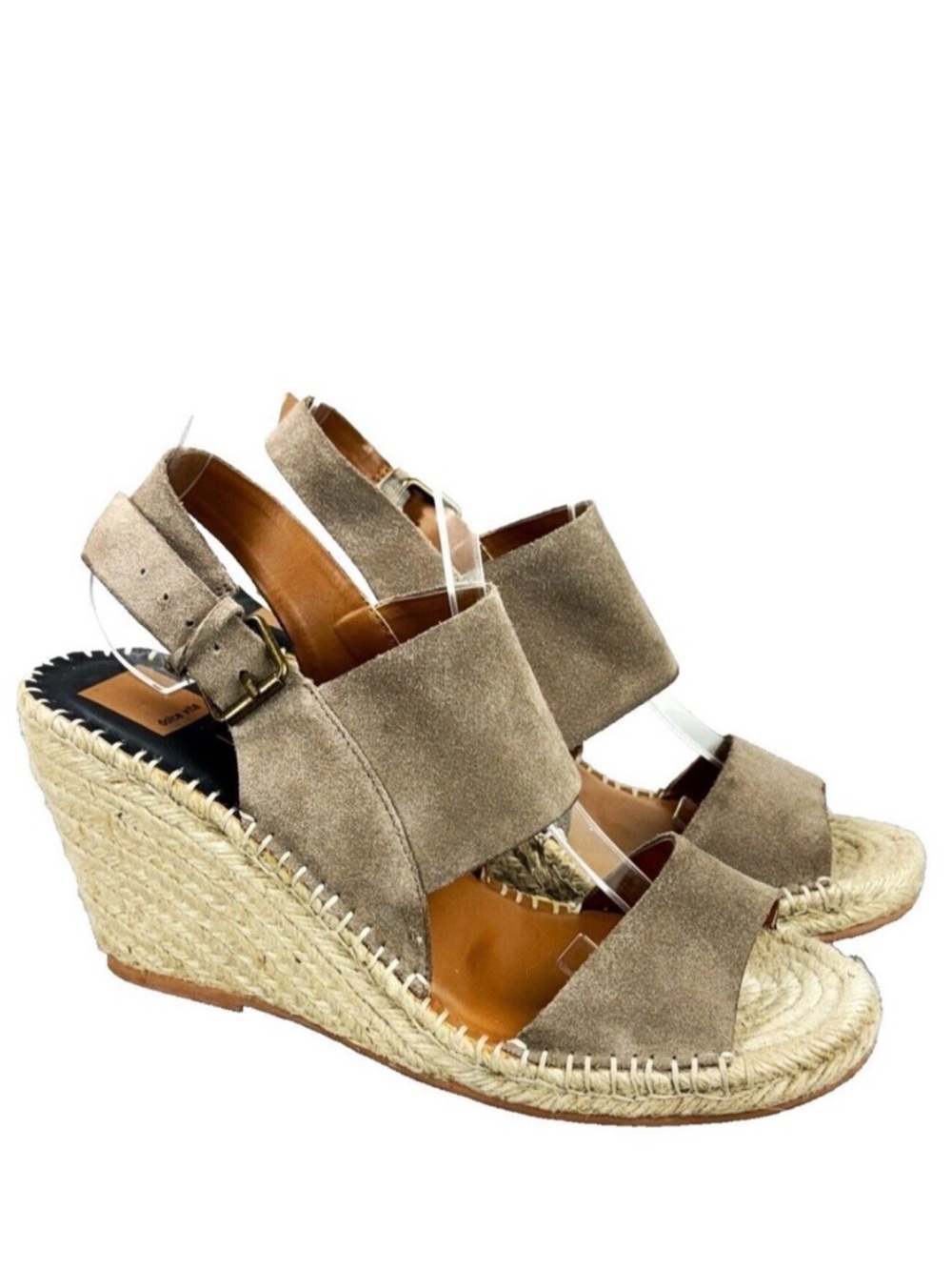 Dolce Vita Sandals Size 9.5 Taupe Espadrille Slingback Wedge Heel Nubuck Leather